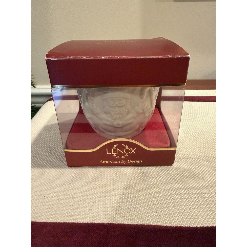 Lenox Merry Lights Porcelain Santa Votive Candle Holder Holiday Motifs Gold-Trim